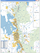 Wasatch Front Metro Area Wall Map Basic Style